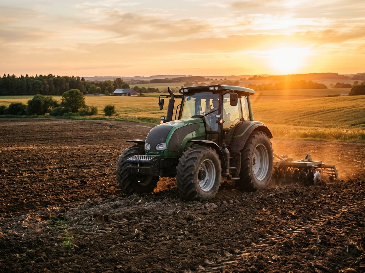 Tracteur agricole dans un champ